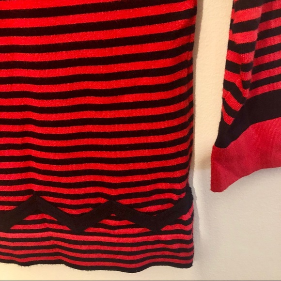 Milly Red Striped Sweater Gold Button Detail - Picture 5 of 7